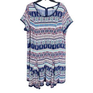 Torrid Dress Womens 2X Multicolor Floral Short Sleeve Coquette Boho Cottagecore